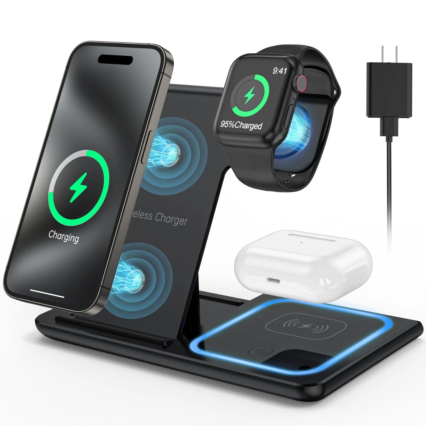 3 in 1 18w Wireless Charger for iPhone, Apple Watch and AirPods