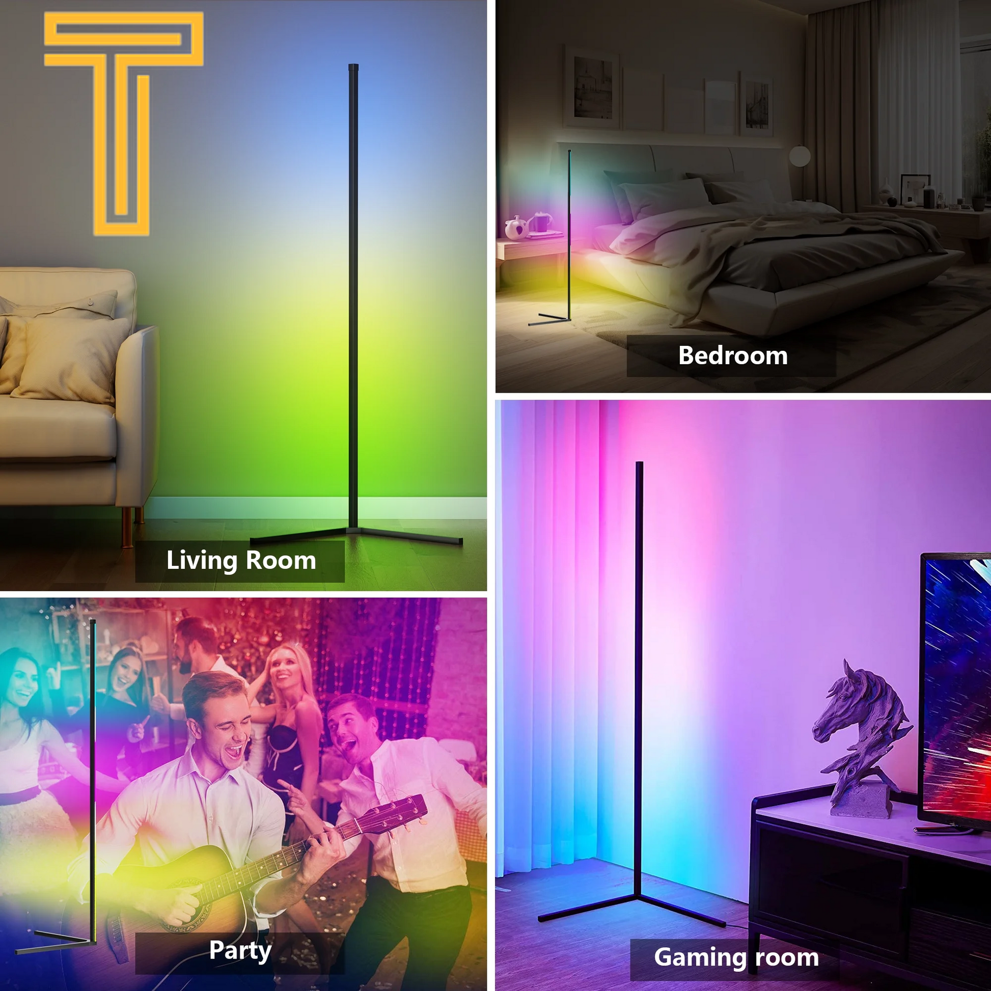 Led Corner Floor Lamp with App & Remote